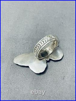 Charming Navajo Bisbee Turquoise Sterling Silver Butterfly Ring