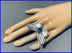 Charming Navajo Bisbee Turquoise Sterling Silver Butterfly Ring