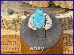 Chester Charley Navajo Sterling Silver Turquoise Winged Ring sz 10-2704.25