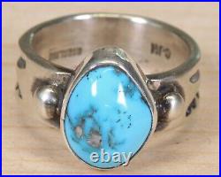 Chris Hoskie Navajo Sterling Sleeping Beauty Turquoise Size 9.5 Ring DID X715D