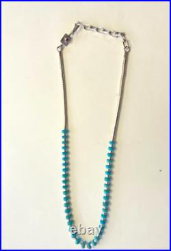 Christin Wolf Navajo Sterling Silver / Turquoise Beaded Necklace