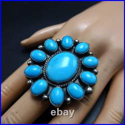 Classic TYLER BROWN Navajo BIG TURQUOISE CLUSTER Sterling Silver RING size 8 Classic TYLER BROWN Navajo BIG TURQUOISE CLUSTER Sterling Silver RING size 8