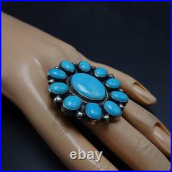 Classic TYLER BROWN Navajo BIG TURQUOISE CLUSTER Sterling Silver RING size 8 Classic TYLER BROWN Navajo BIG TURQUOISE CLUSTER Sterling Silver RING size 8