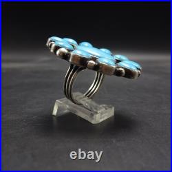 Classic TYLER BROWN Navajo BIG TURQUOISE CLUSTER Sterling Silver RING size 8 Classic TYLER BROWN Navajo BIG TURQUOISE CLUSTER Sterling Silver RING size 8