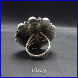 Classic TYLER BROWN Navajo BIG TURQUOISE CLUSTER Sterling Silver RING size 8 Classic TYLER BROWN Navajo BIG TURQUOISE CLUSTER Sterling Silver RING size 8