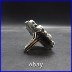 Classic TYLER BROWN Navajo BIG TURQUOISE CLUSTER Sterling Silver RING size 8 Classic TYLER BROWN Navajo BIG TURQUOISE CLUSTER Sterling Silver RING size 8