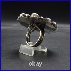 Classic TYLER BROWN Navajo BIG TURQUOISE CLUSTER Sterling Silver RING size 8 Classic TYLER BROWN Navajo BIG TURQUOISE CLUSTER Sterling Silver RING size 8