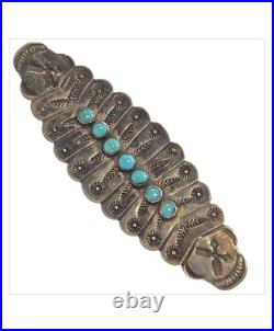 Cold Chisel Harvey Era Navajo Sterling Silver Turquoise Arrow Pin Brooch