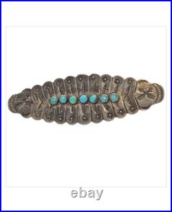 Cold Chisel Harvey Era Navajo Sterling Silver Turquoise Arrow Pin Brooch