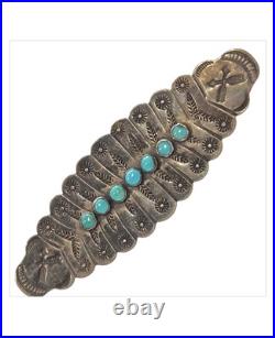 Cold Chisel Harvey Era Navajo Sterling Silver Turquoise Arrow Pin Brooch