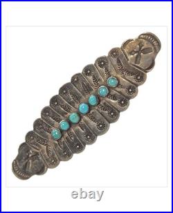 Cold Chisel Harvey Era Navajo Sterling Silver Turquoise Arrow Pin Brooch