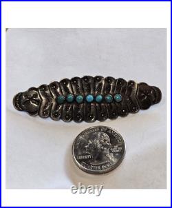 Cold Chisel Harvey Era Navajo Sterling Silver Turquoise Arrow Pin Brooch