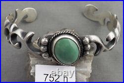 Contemporary Cast Sterling & Turquoise Navajo Bracelet