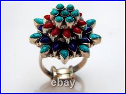 Coral turquoise lapis Rings 925 Sterling Silver Ring Wedding Jewelry gift for