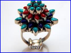 Coral turquoise lapis Rings 925 Sterling Silver Ring Wedding Jewelry gift for
