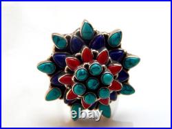 Coral turquoise lapis Rings 925 Sterling Silver Ring Wedding Jewelry gift for