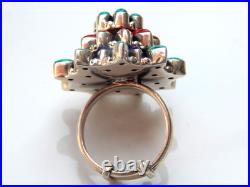 Coral turquoise lapis Rings 925 Sterling Silver Ring Wedding Jewelry gift for