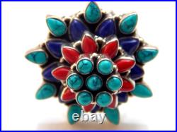 Coral turquoise lapis Rings 925 Sterling Silver Ring Wedding Jewelry gift for