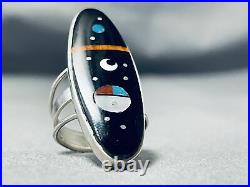 Cosmic Navajo Turquoise Coral Sterling Silver Ring