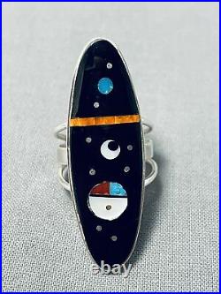 Cosmic Navajo Turquoise Coral Sterling Silver Ring