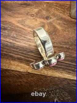 Cotton Candy Turquoise Cluster Sterling Silver, Punchy Southwestern, Adjust Ring