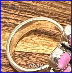 Cotton Candy Turquoise Cluster Sterling Silver, Punchy Southwestern, Adjust Ring