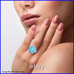 Ct 6.9 Sterling Silver Blue Turquoise Blue Tanzanite Halo Ring Jewelry Size 9