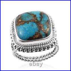 Ct 7.5 925 Sterling Silver Blue Turquoise Ring for Women Jewelry Size 7