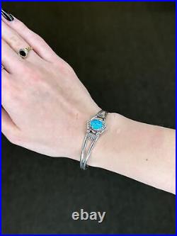 Cuff Bracelet Native American Sterling Silver Turquoise Oval