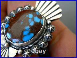 D BENALLY Native American Navajo Bisbee Turquoise Sterling Silver Ring Sz 9.25