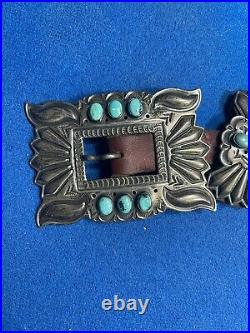 Daniel SUNSHINE REEVES NAVAJO Indian BELT, TURQUOISE, STERLING Authentic