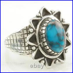 Darrell Cadman Silver Ring High Grade, Turquoise Star Sterling Blue Size 9 1/4 Darrell Cadman Silver Ring High Grade, Turquoise Star Sterling Blue Size 9 1/4