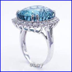 Delicate Aquamarine Deep Blue 925 Sterling Silver Handmade Cocktail Ring Jewelry