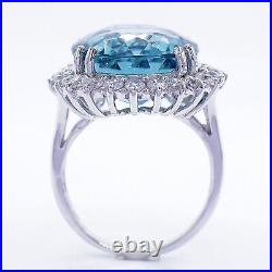 Delicate Aquamarine Deep Blue 925 Sterling Silver Handmade Cocktail Ring Jewelry