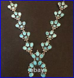 Delicate FEDERICO JIMENEZ Sterling Silver TURQUOISE CLUSTER NECKLACE with Naja