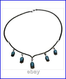 Depleted Navajo Sterling Silver Bisbee TURQUOISE NECKLACE 18 Depleted Navajo Sterling Silver Bisbee TURQUOISE NECKLACE 18