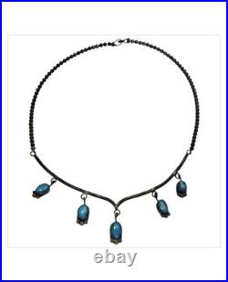Depleted Navajo Sterling Silver Bisbee TURQUOISE NECKLACE 18 Depleted Navajo Sterling Silver Bisbee TURQUOISE NECKLACE 18