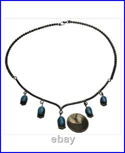 Depleted Navajo Sterling Silver Bisbee TURQUOISE NECKLACE 18 Depleted Navajo Sterling Silver Bisbee TURQUOISE NECKLACE 18