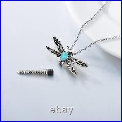 Dragonfly Urn Necklace Sterling Silver Dragonfly Turquoise Cremation Jewelry