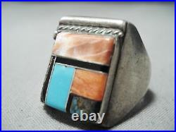 Dramatic Navajo Turquoise Sterling Silver Ring Native American