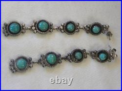 Dramatic Turquoise Sterling Silver Earrings 3-1/4 19.5 Grams