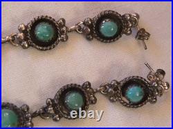Dramatic Turquoise Sterling Silver Earrings 3-1/4 19.5 Grams