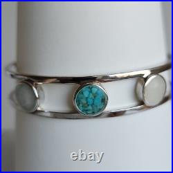 Dune Jewelry Triple Sandglobe Cuff Bracelet Sterling Silver Turquoise Sand 6.5 Dune Jewelry Triple Sandglobe Cuff Bracelet Sterling Silver Turquoise Sand 6.5