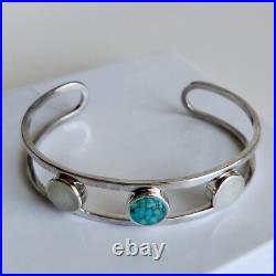 Dune Jewelry Triple Sandglobe Cuff Bracelet Sterling Silver Turquoise Sand 6.5 Dune Jewelry Triple Sandglobe Cuff Bracelet Sterling Silver Turquoise Sand 6.5