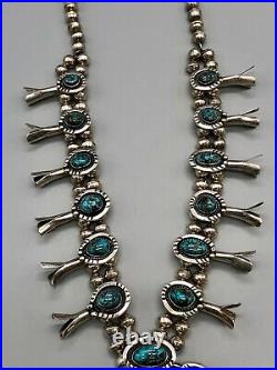 Dynamic Lone Mountain Turquoise Squash Blossom Necklace