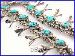 EDWARD BECENTI Navajo 925 Sterling Silver Turquoise Squash Blossom Necklace J