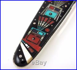 ERVIN TSOSIE Navajo Sterling Silver Onyx Turquoise Coral Mosaic Inlay Pendant J
