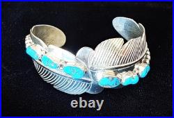 ESTATE Navajo Native American. 925 Sterling Silver Heavy Turquoise Cuff Bracelet ESTATE Navajo Native American. 925 Sterling Silver Heavy Turquoise Cuff Bracelet