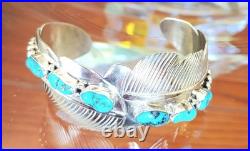 ESTATE Navajo Native American. 925 Sterling Silver Heavy Turquoise Cuff Bracelet ESTATE Navajo Native American. 925 Sterling Silver Heavy Turquoise Cuff Bracelet