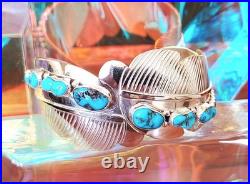 ESTATE Navajo Native American. 925 Sterling Silver Heavy Turquoise Cuff Bracelet ESTATE Navajo Native American. 925 Sterling Silver Heavy Turquoise Cuff Bracelet